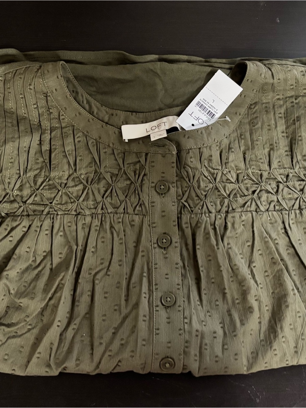LOFT Pleated Yoke Mixed Media Top
